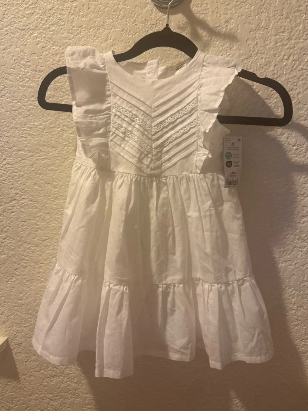 OshKosh B'gosh White Lace Dress 💯% Cotton Ruffle Size 2T Toddler,Party or Spring
